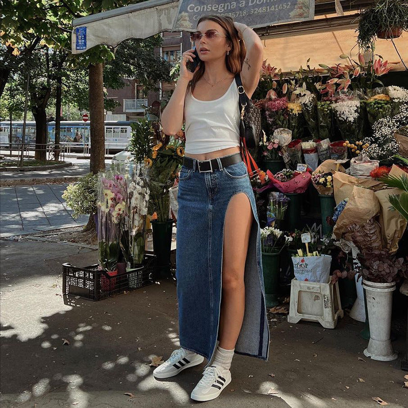 MIKA HIGHT SIDE SLIT DENIM MAXI Skirt - Image 9