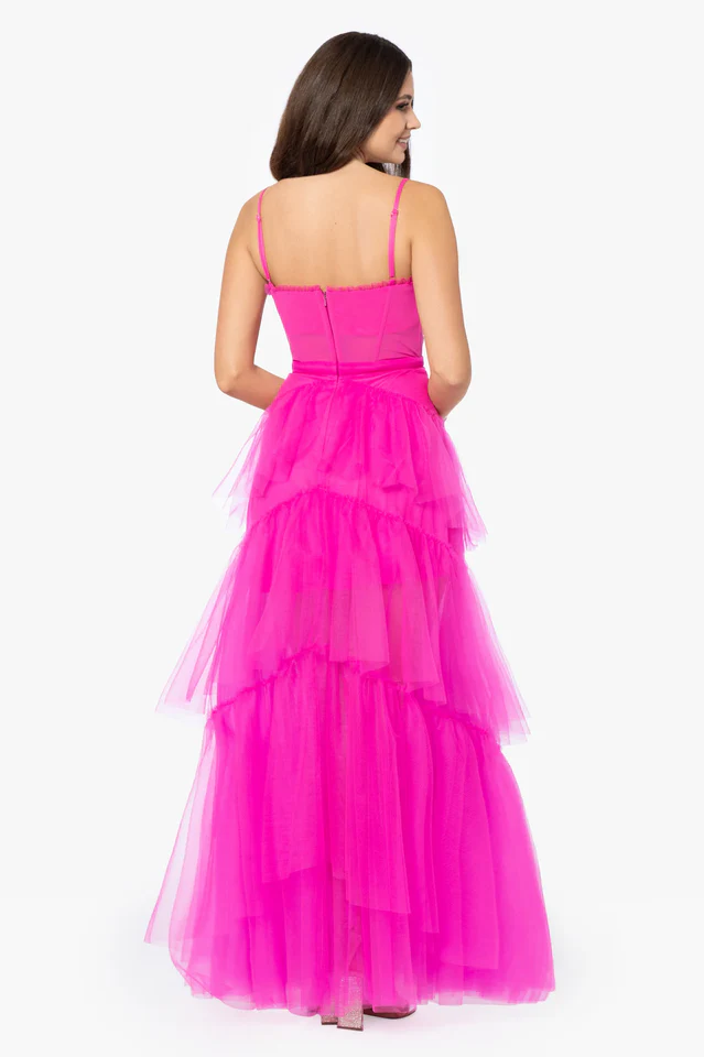 Jasmine Long Spaghetti Strap Mesh Corset Gown - Image 7