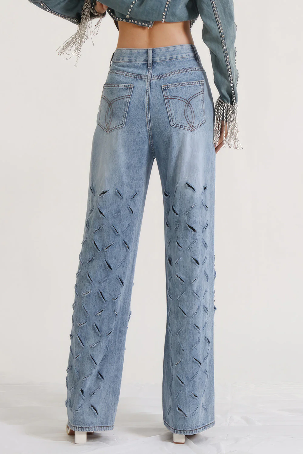 Jeans with Rhinestones - Blue - Image 2