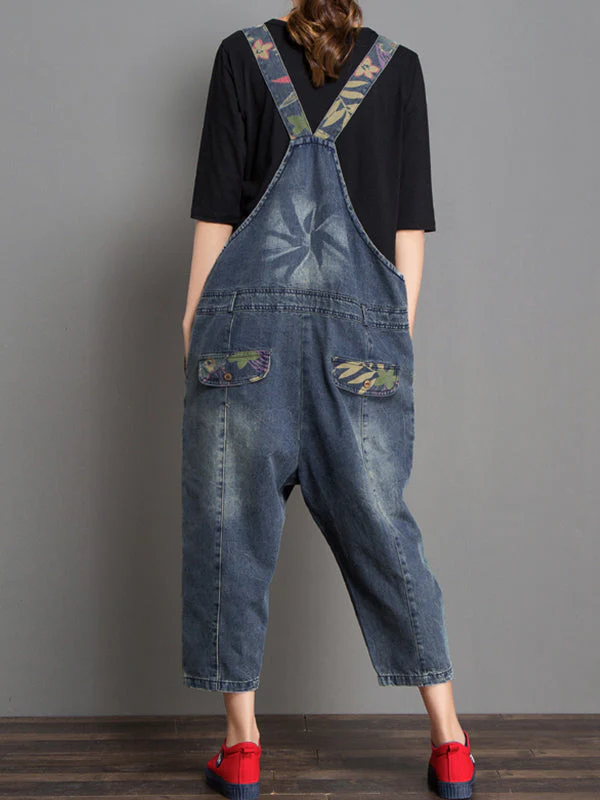 Joy Ethnic Denim Abrasion Overall Dungarees - Image 2