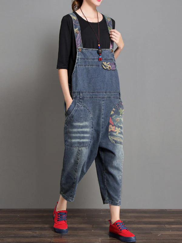 Joy Ethnic Denim Abrasion Overall Dungarees - Image 3