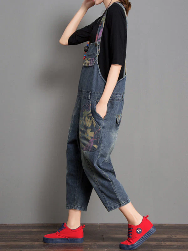 Joy Ethnic Denim Abrasion Overall Dungarees - Image 4