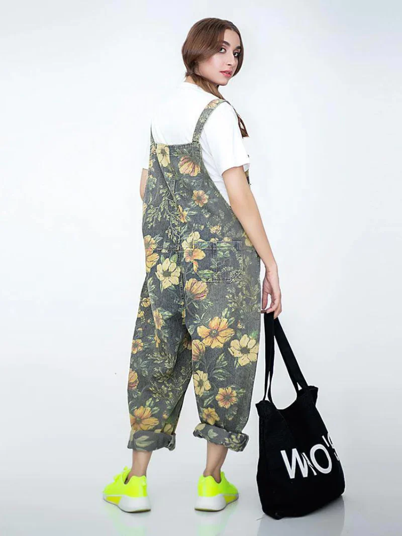 Jump For Joy Floral Print Cotton Overalls Dungaree - Image 2