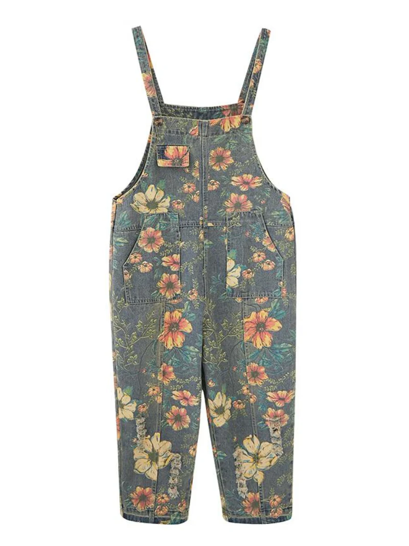 Jump For Joy Floral Print Cotton Overalls Dungaree - Image 6