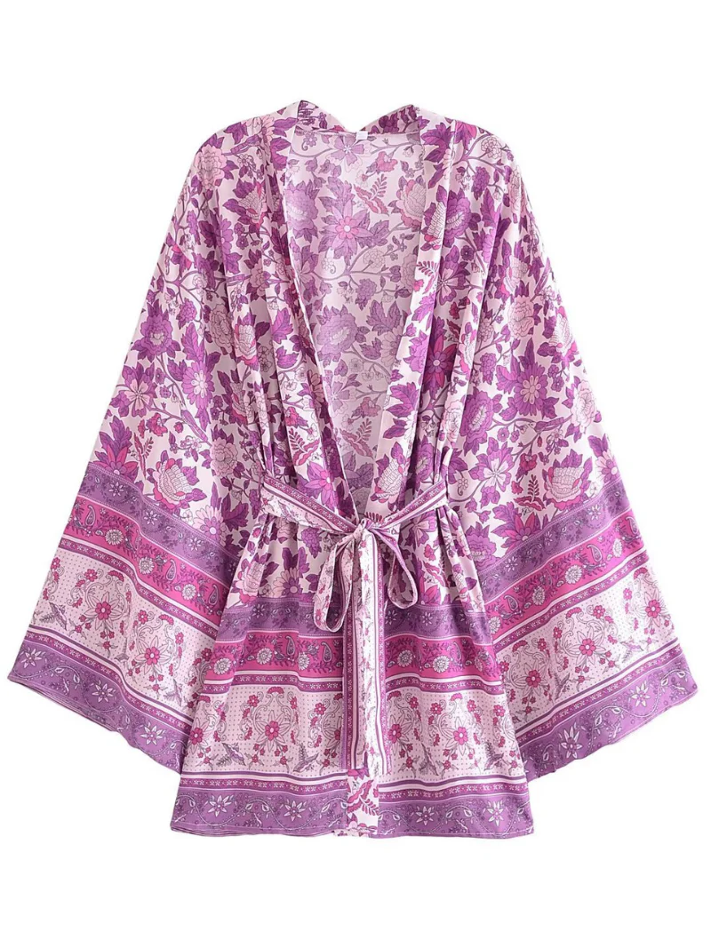 Just My Type Cotton Floral Short Kimono Jacket - Image 4