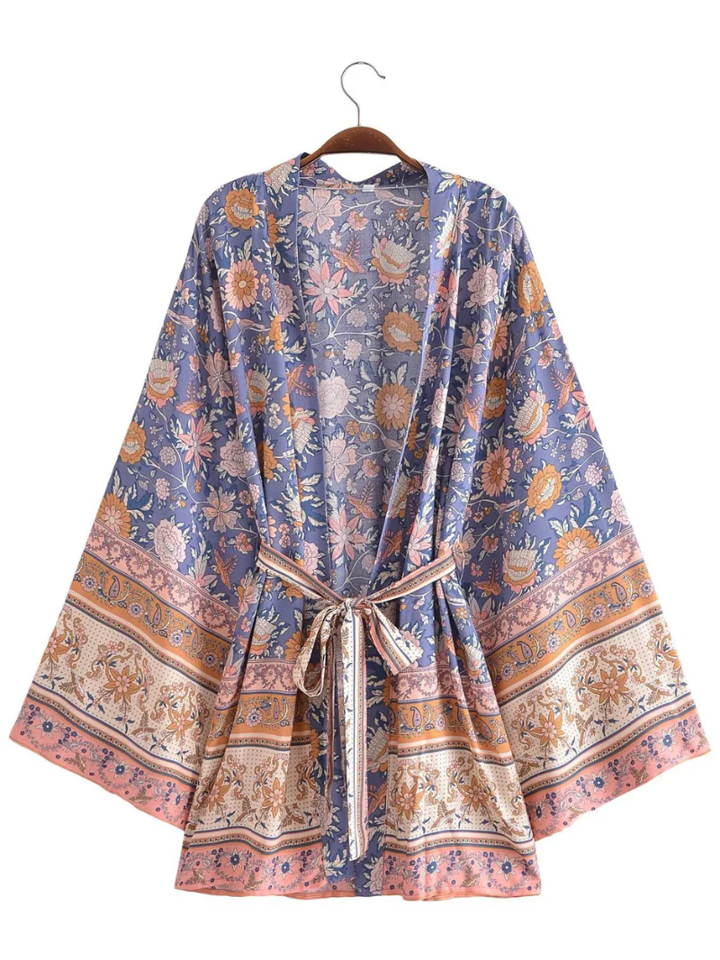 Just My Type Cotton Floral Short Kimono Jacket - Image 6