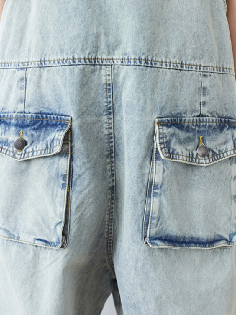 Just My Size Denim Cropped Overall Dungarees - Image 2