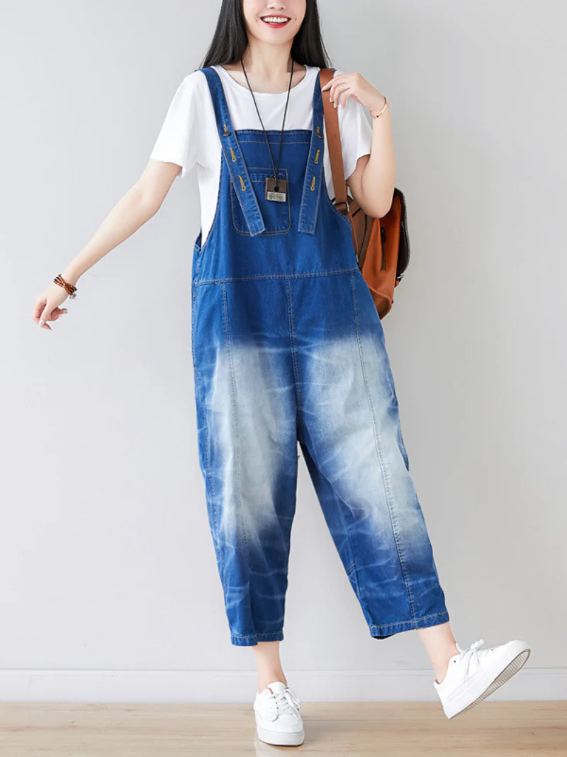 Just My Size Denim Cropped Overall Dungarees - Image 5