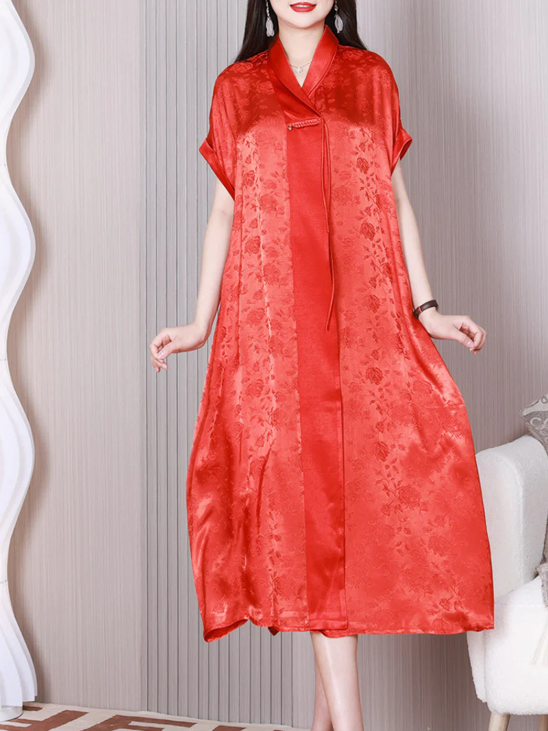 Just My Style V-neck Short Sleeves A-line Dress - Image 4