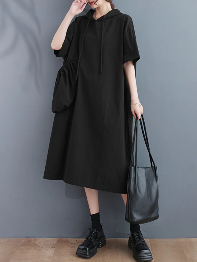 Just My Type Cotton Midi Length Hoodie Dress - Image 2