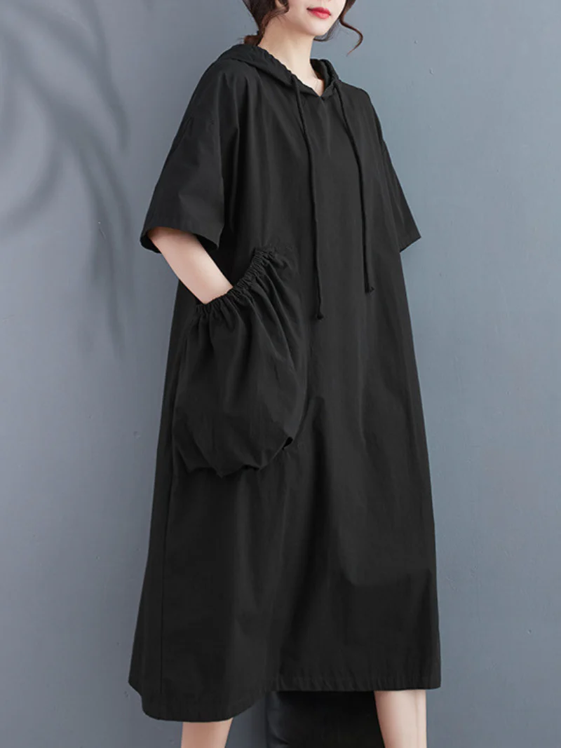 Just My Type Cotton Midi Length Hoodie Dress - Image 4