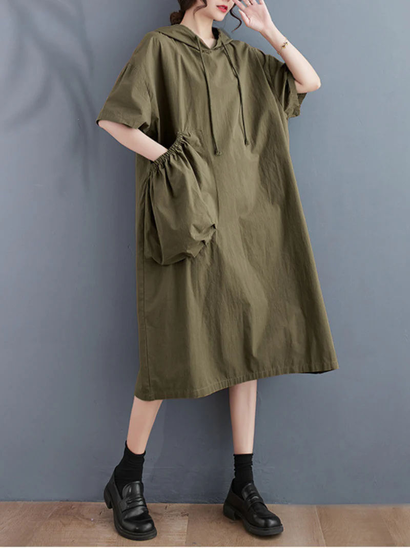Just My Type Cotton Midi Length Hoodie Dress - Image 7