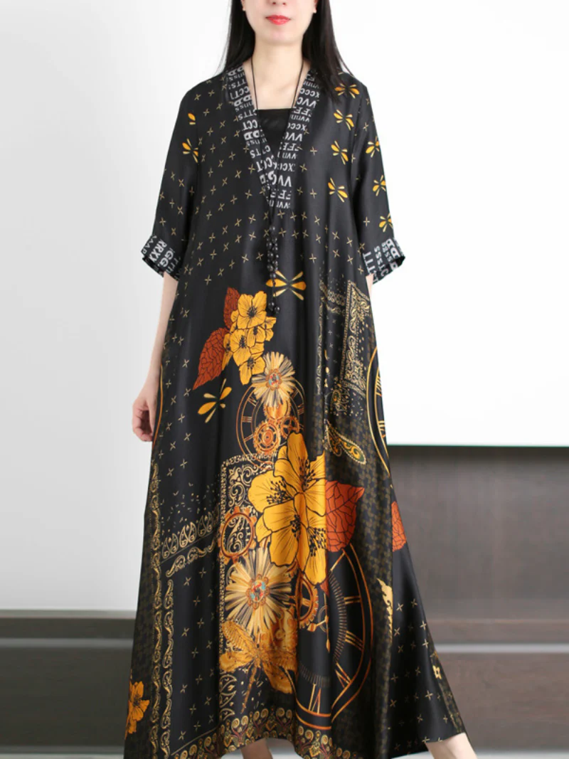 Just My Type Loose V-neck A-line Dress - Image 3