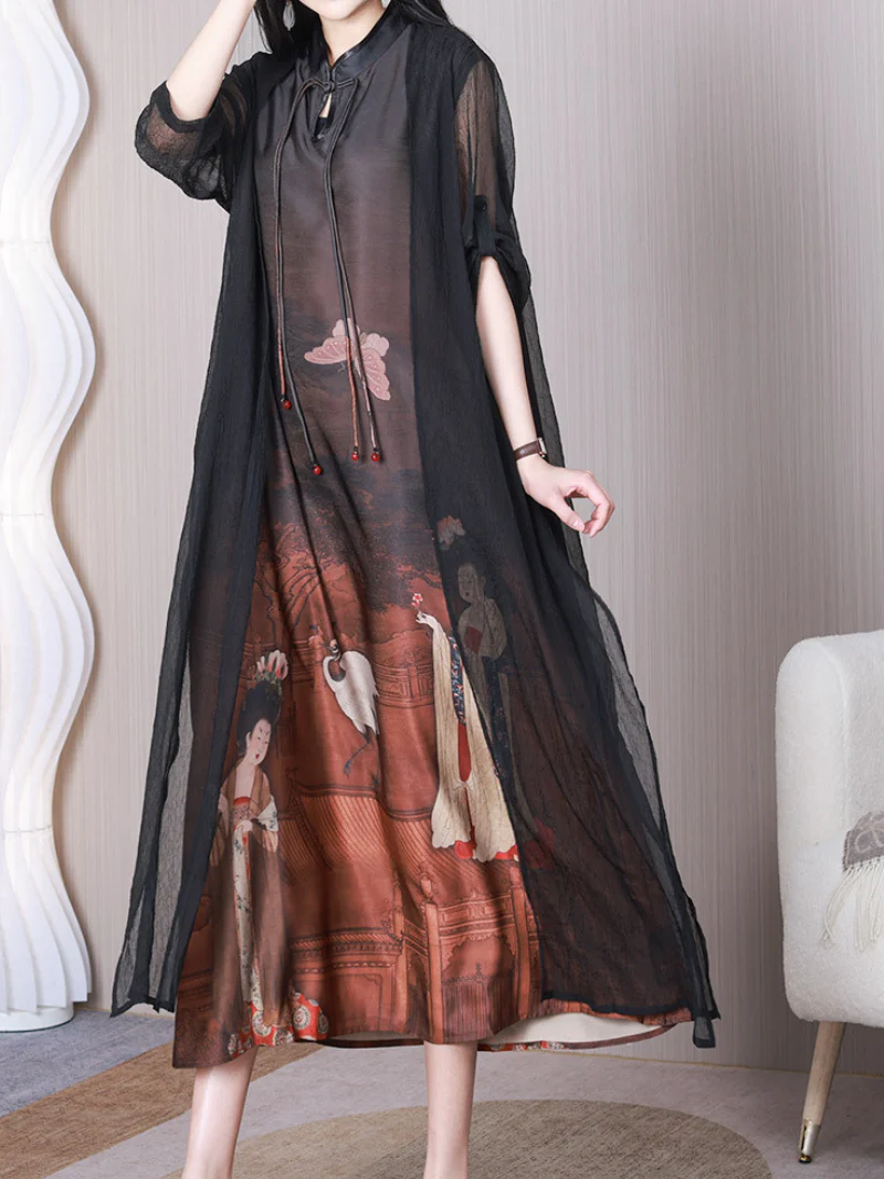 Just My Type Stand Collar A-line Dress - Image 4