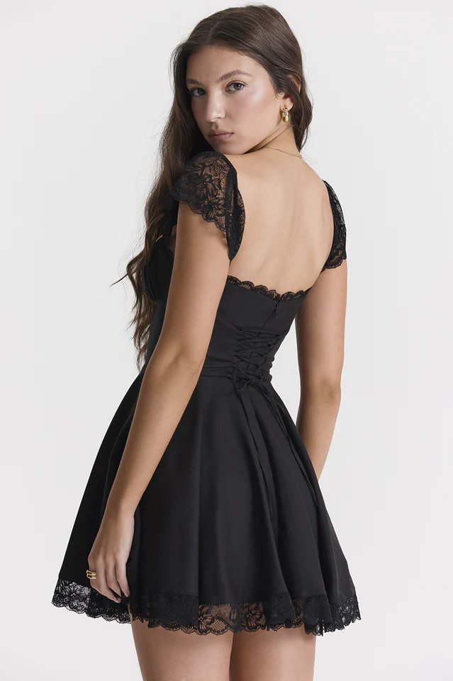 Kaia Black A-Line Mini Dress - Image 2