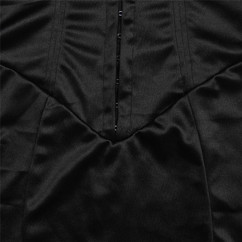 CHIYOKO Black Mini Dress with CORSET and RUFFLES - Image 4