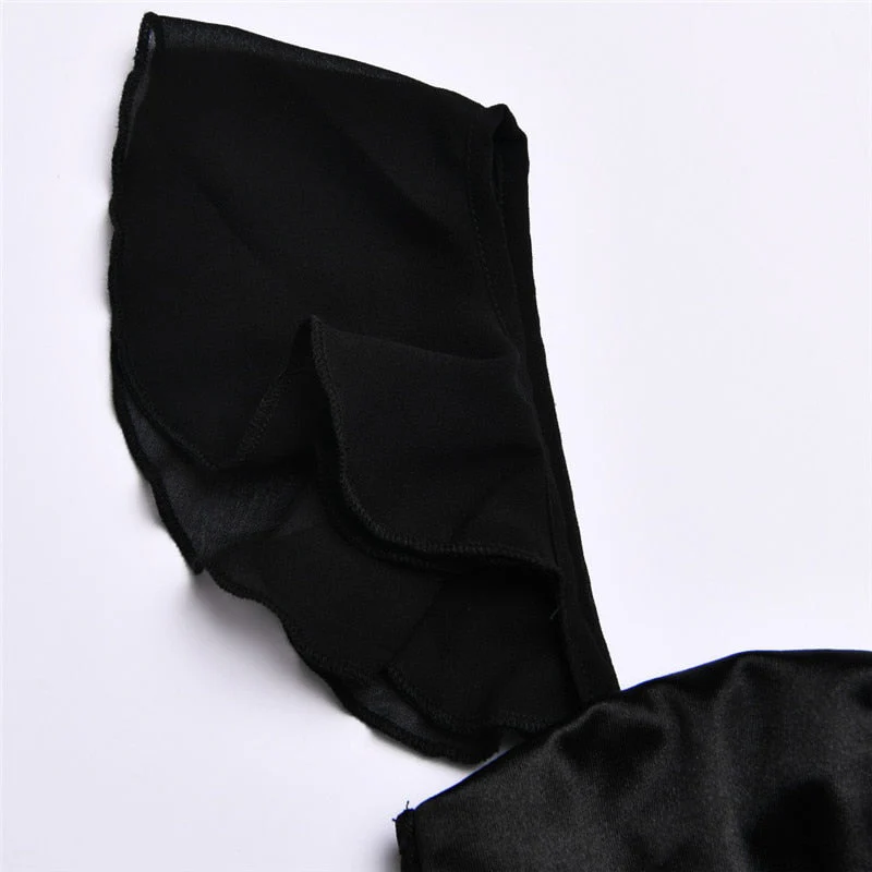 CHIYOKO Black Mini Dress with CORSET and RUFFLES - Image 6