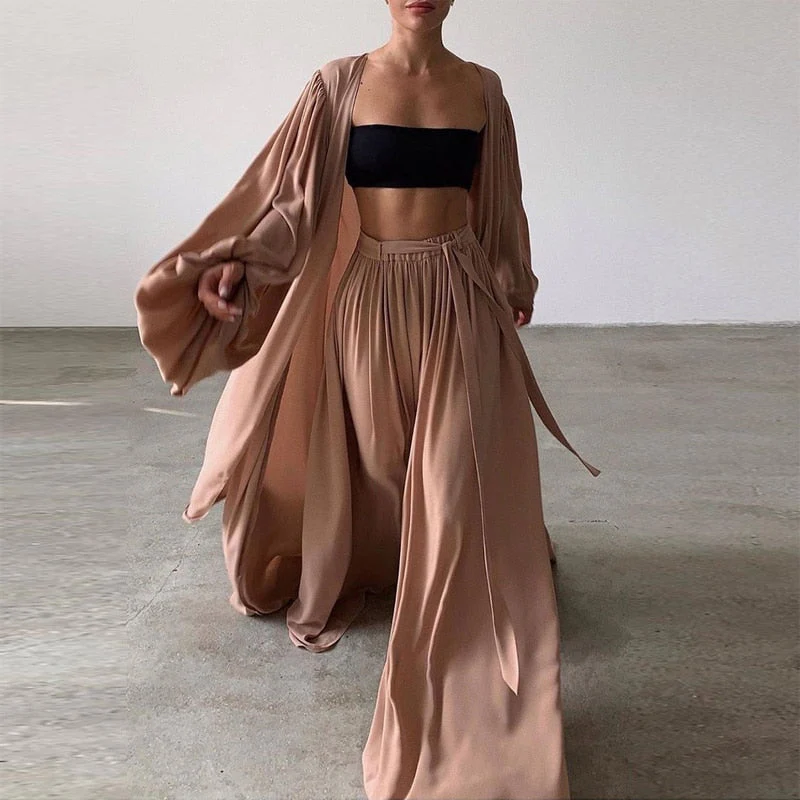 Long Sleeve BLOUSE and MAXI PANTS 2 PIECES SET - Image 2