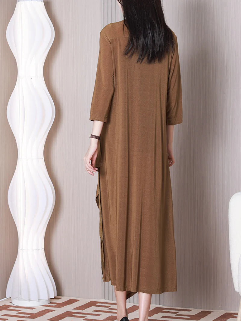 keep shining Loose V-neck A-line Dress - Image 3