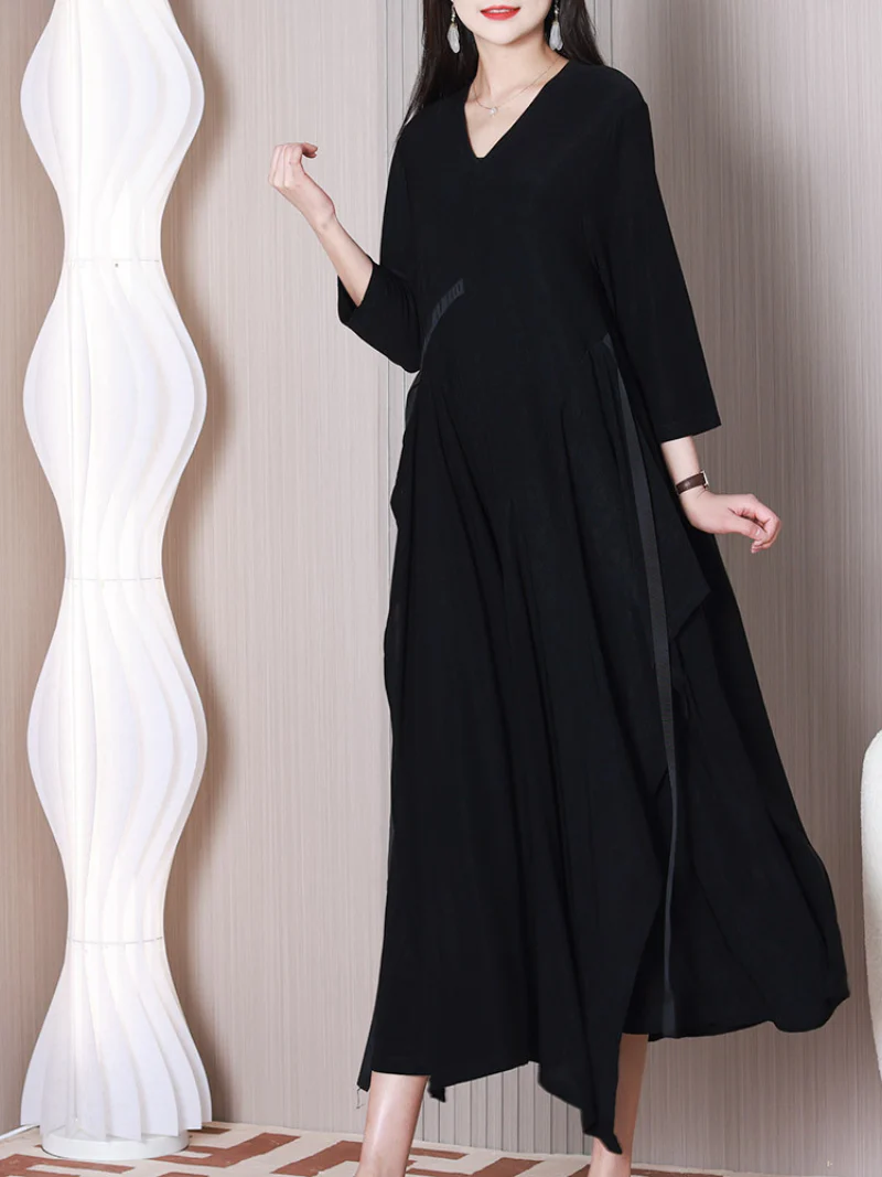 keep shining Loose V-neck A-line Dress - Image 4