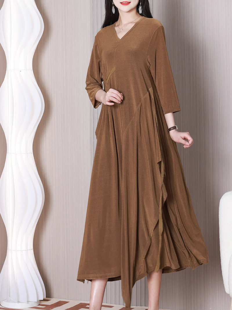 keep shining Loose V-neck A-line Dress - Image 5