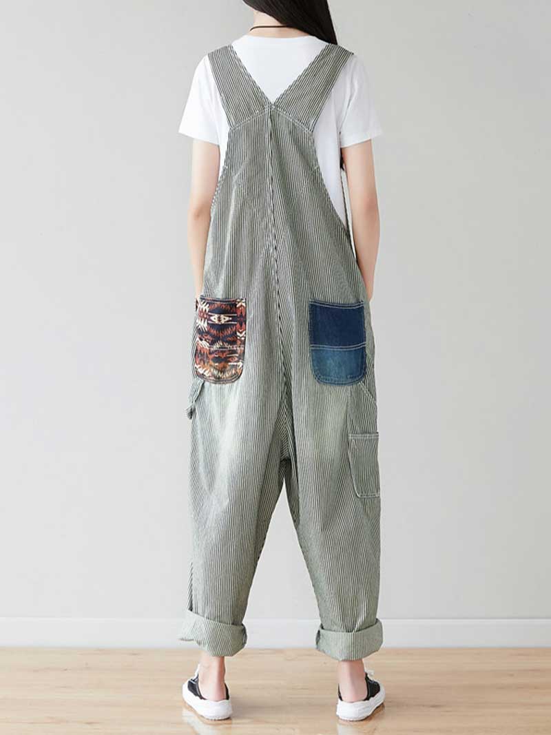 Keep Your Eyes Patch Denim Overall Dungarees - Image 2