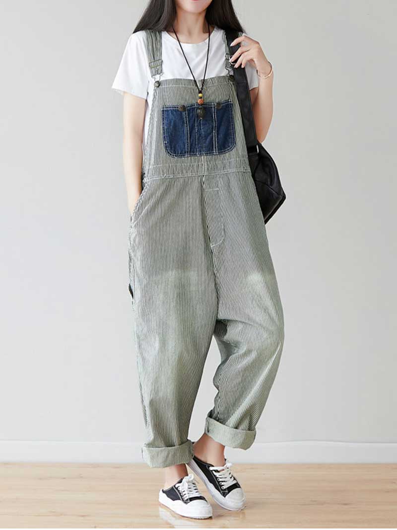 Keep Your Eyes Patch Denim Overall Dungarees - Image 4