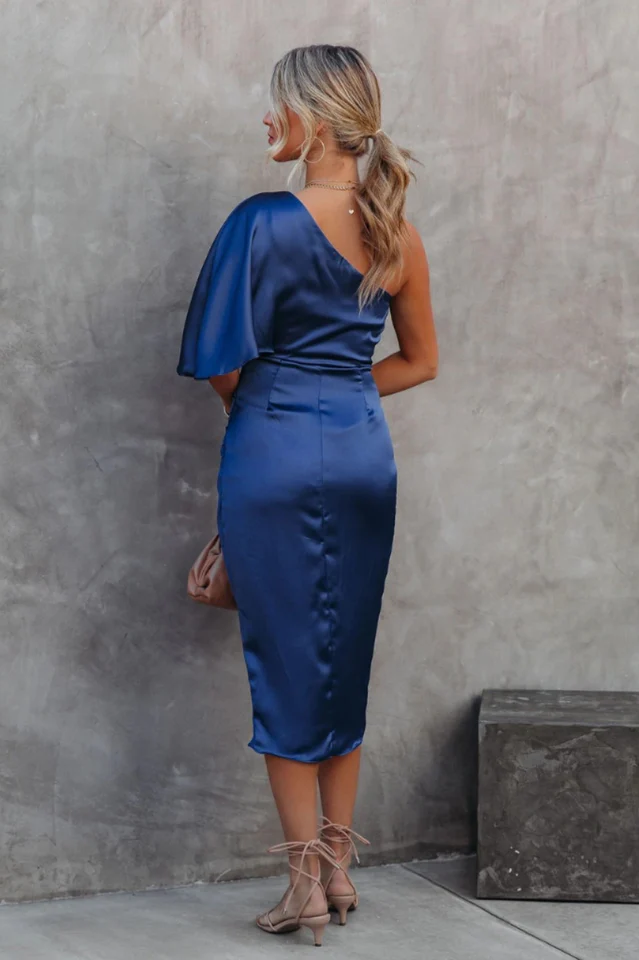 Kelly Satin Irregular Evening Dress - Image 13