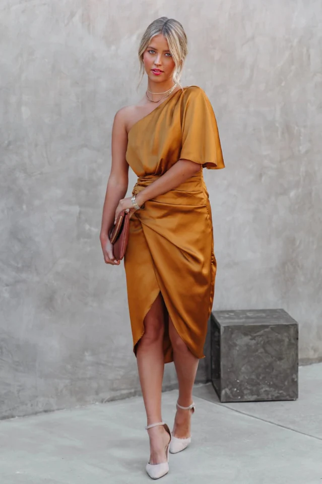 Kelly Satin Irregular Evening Dress - Image 5