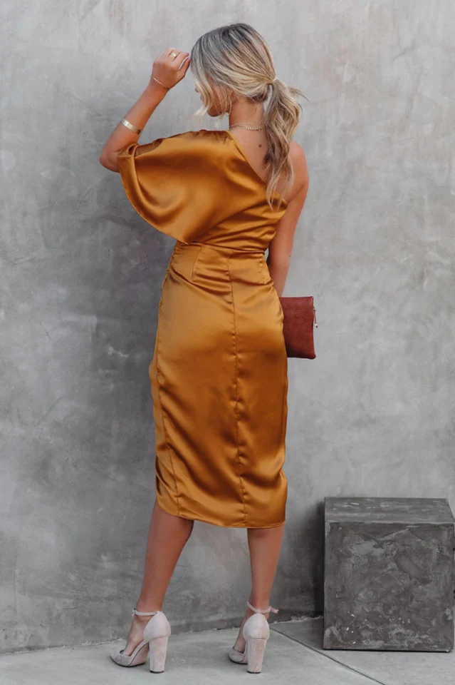 Kelly Satin Irregular Evening Dress - Image 8