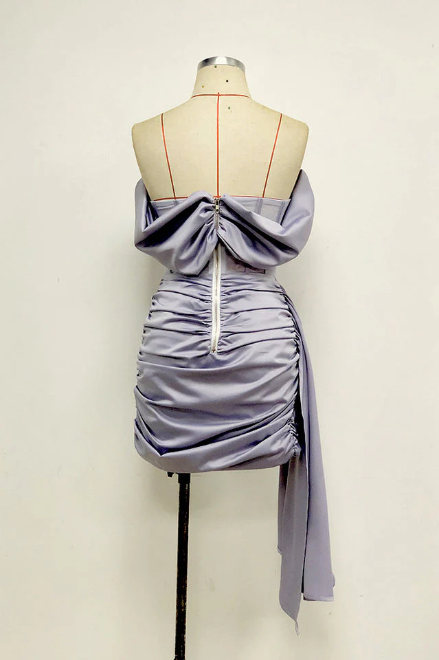 Kendal Basil Satin Draping Off Shoulder Corset Dress - Image 14