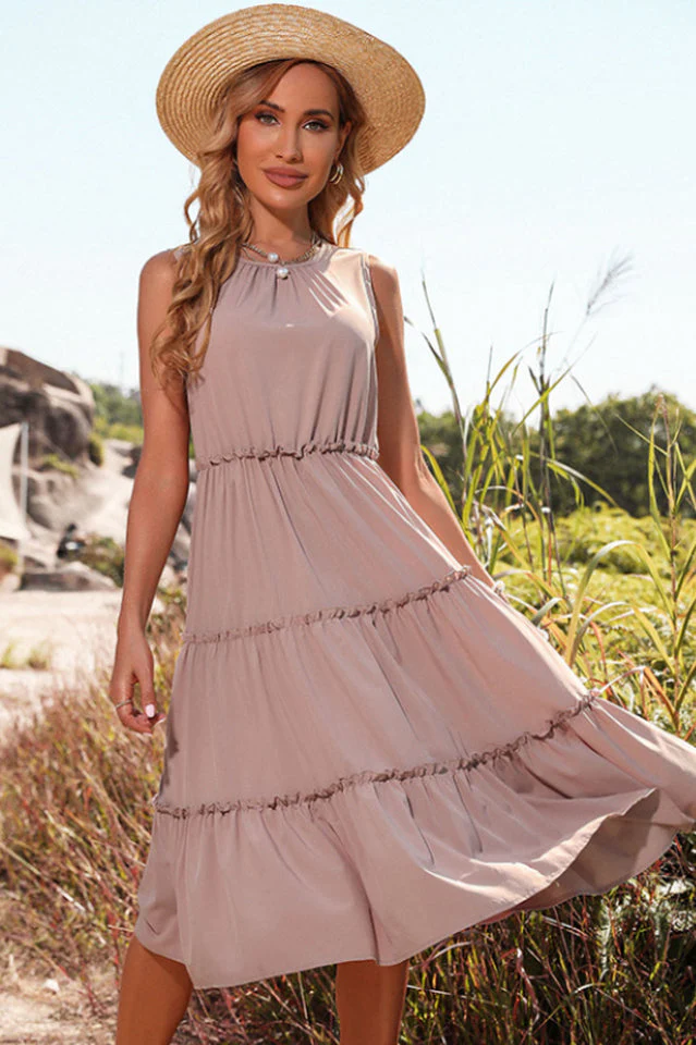 Keyhole Back Ruffle Hem Dress - Image 2