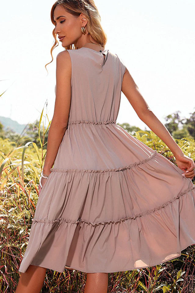Keyhole Back Ruffle Hem Dress - Image 5