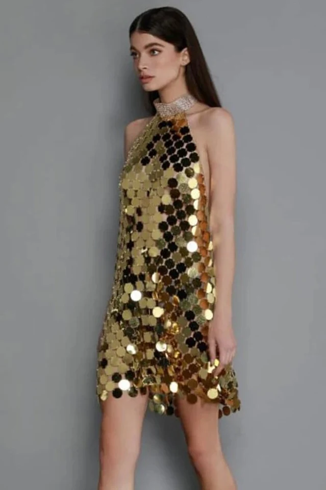Kimora Halterneck Chainmail Mini Dress - Image 12