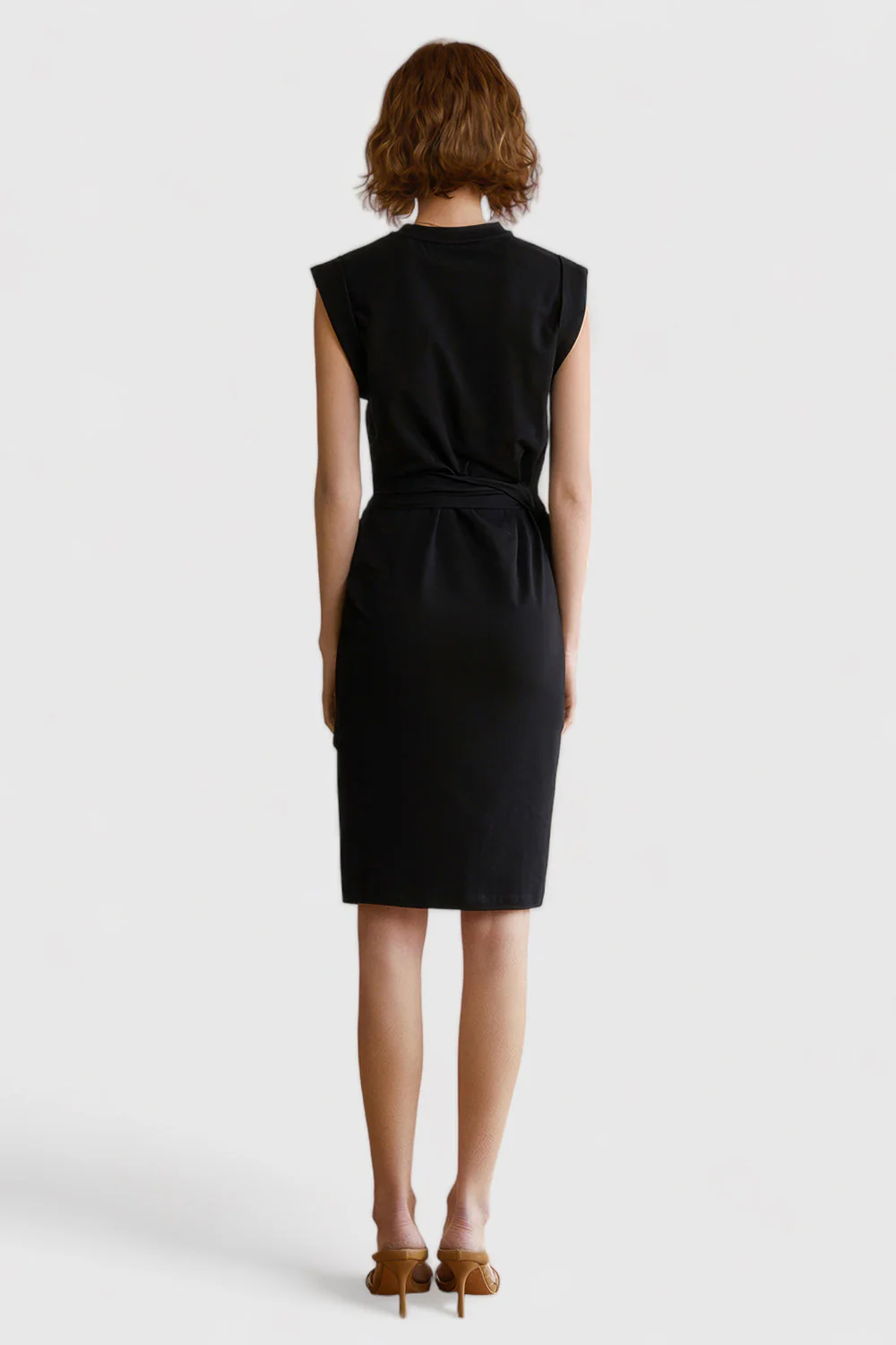 Knee Length Sleeveless Dress - Black - Image 3