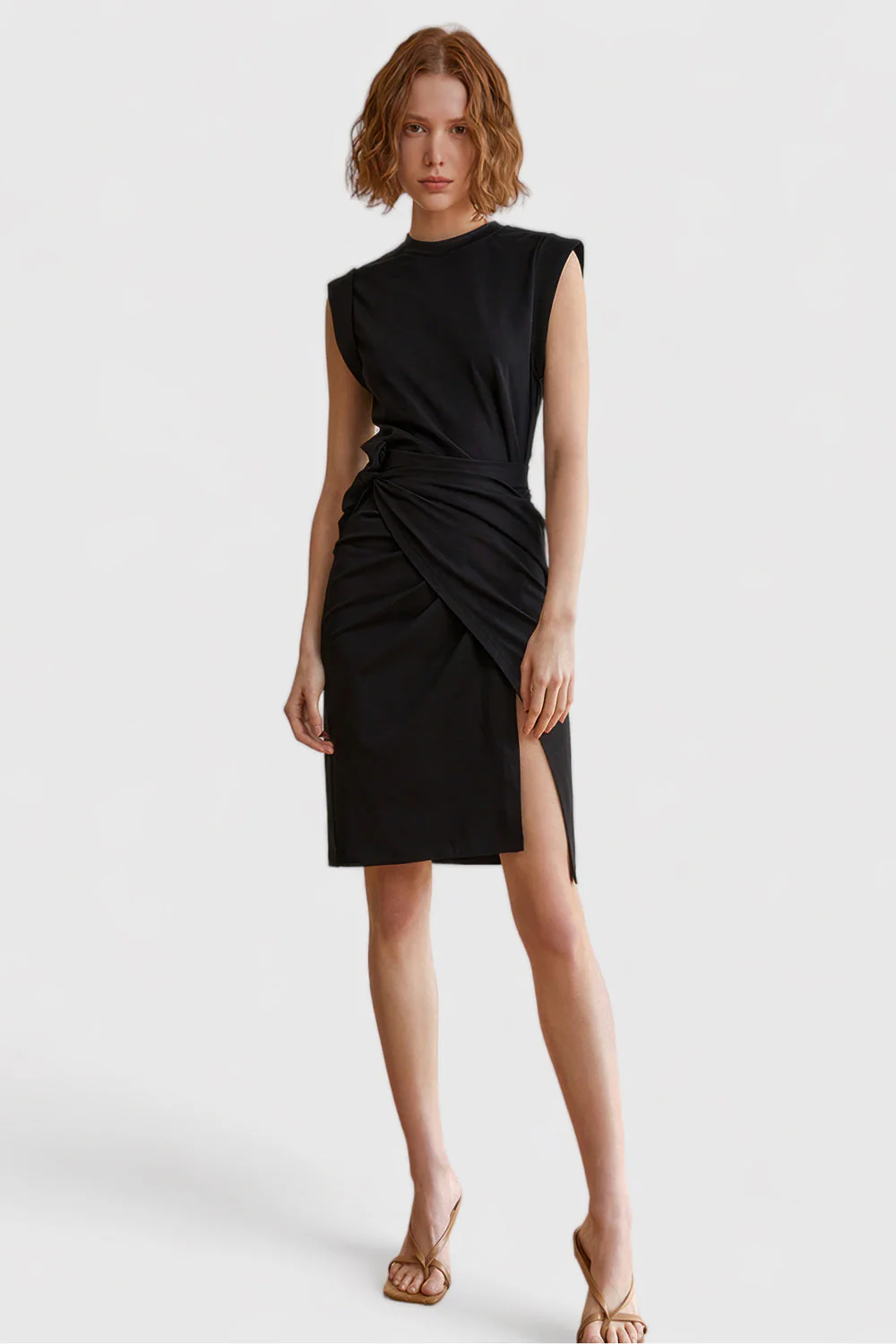 Knee Length Sleeveless Dress - Black - Image 4