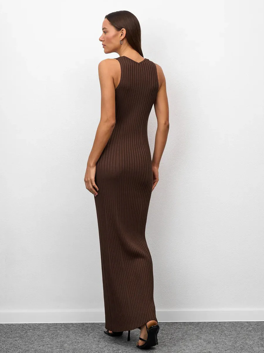 Knit Sleeveless Slim Fit Long Dress - Image 2
