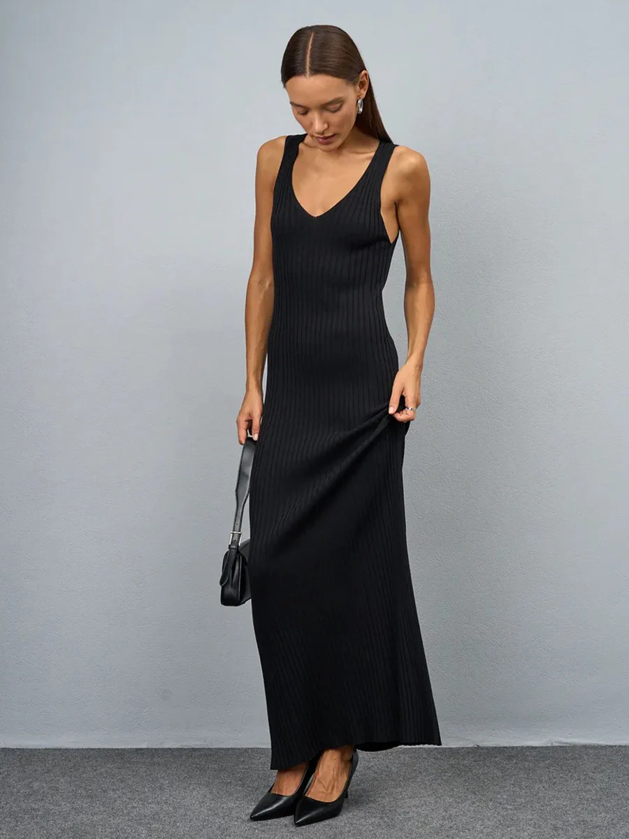 Knit Sleeveless Slim Fit Long Dress - Image 4