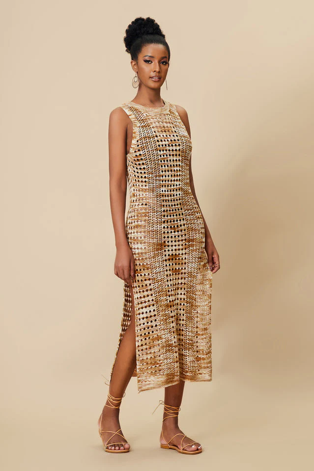 Knitted Cutout Split Beach Cover Up Dress - Image 3