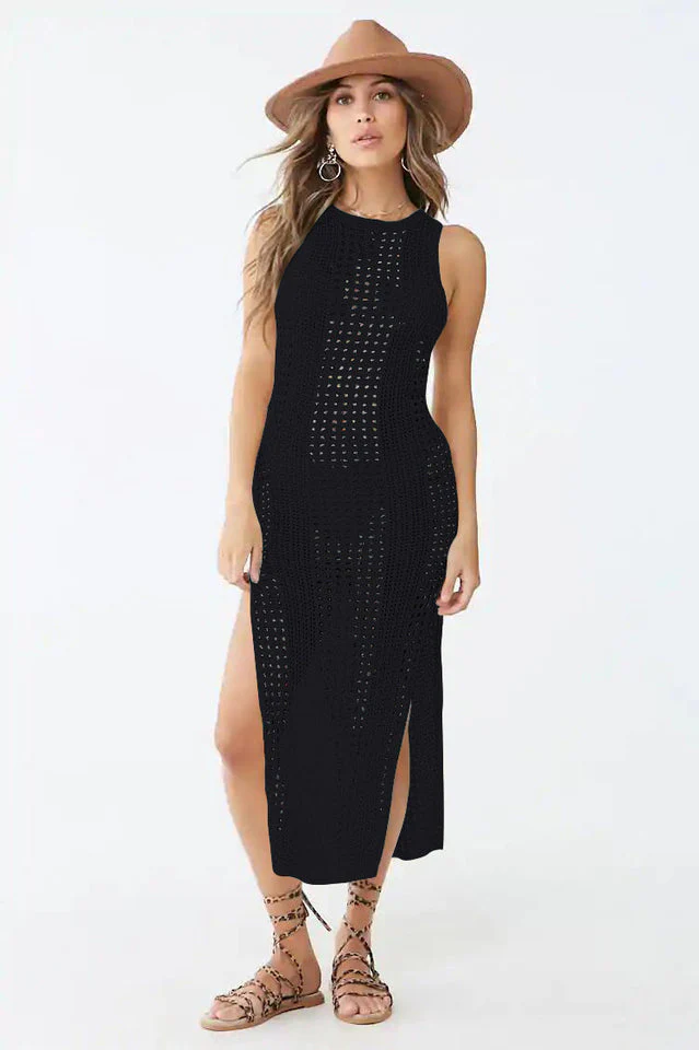 Knitted Cutout Split Beach Cover Up Dress - Image 12
