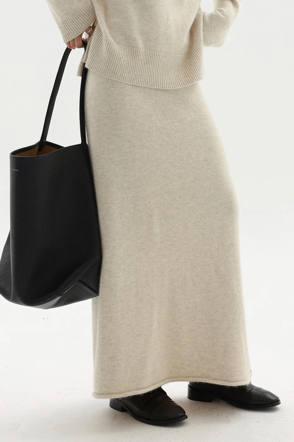 Knitted Maxi Skirt - Beige - Image 3