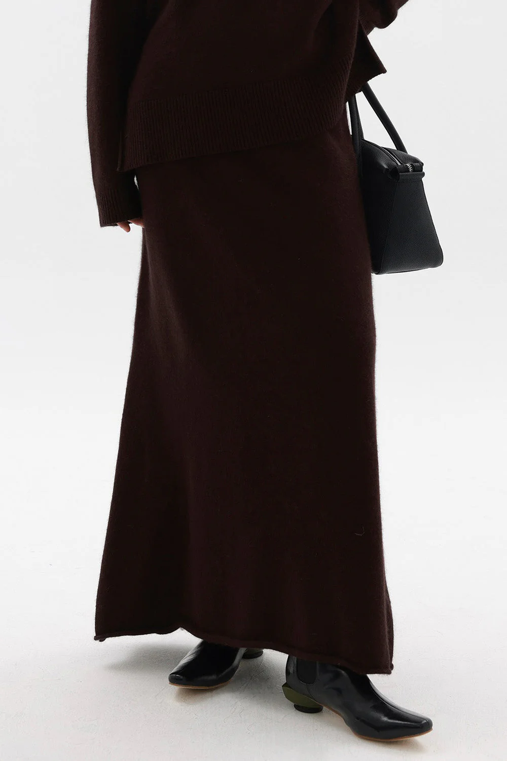 Knitted Maxi Skirt - Burgundy - Image 2