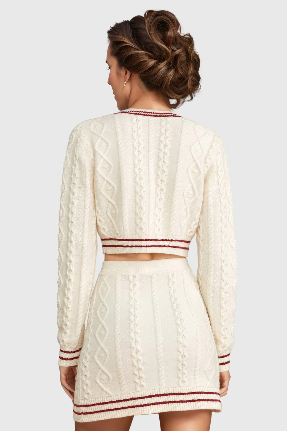 Knitted Short Cardigan - White - Image 2