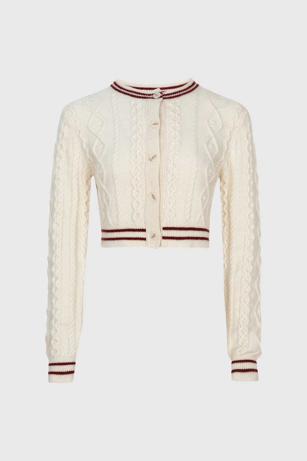 Knitted Short Cardigan - White - Image 3
