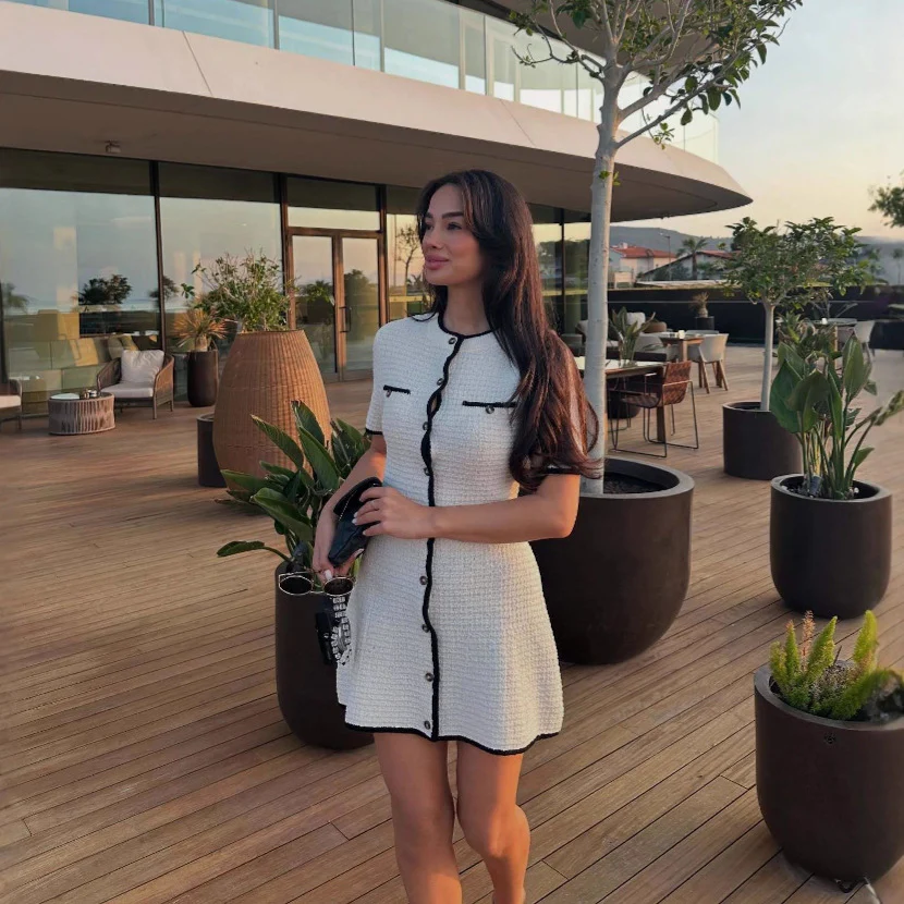 Knitted Waist Mini Dress - Image 3