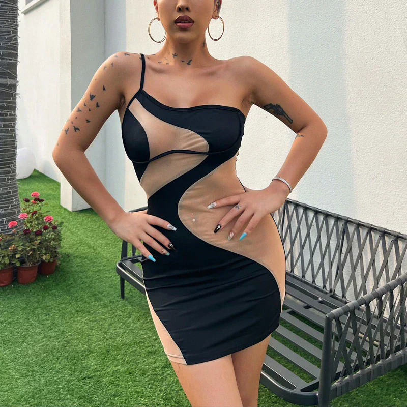 MORA Mesh PATCHWORK Mini Dress - Image 11
