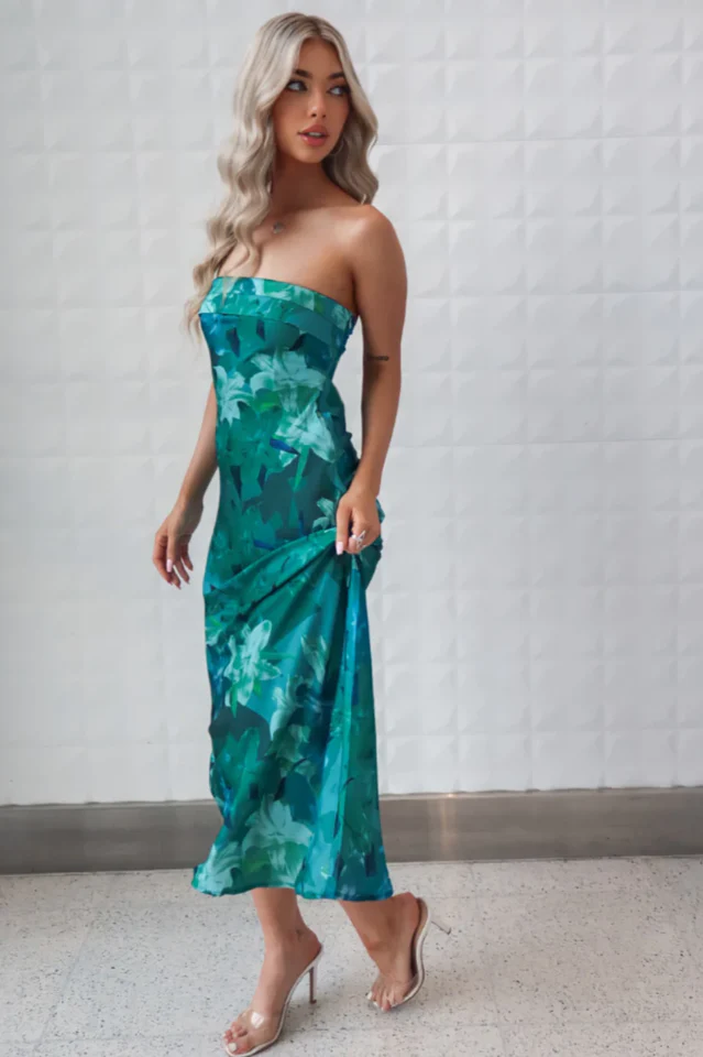 Kyra Satin Midi Dress - Image 13