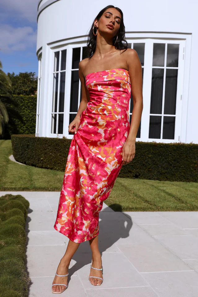 Kyra Satin Midi Dress - Image 25