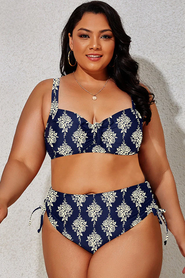 (L-4XL) Floral Adjustable Side Bikini Set - Image 17