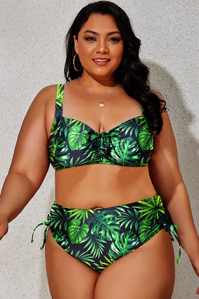 (L-4XL) Floral Adjustable Side Bikini Set - Image 19